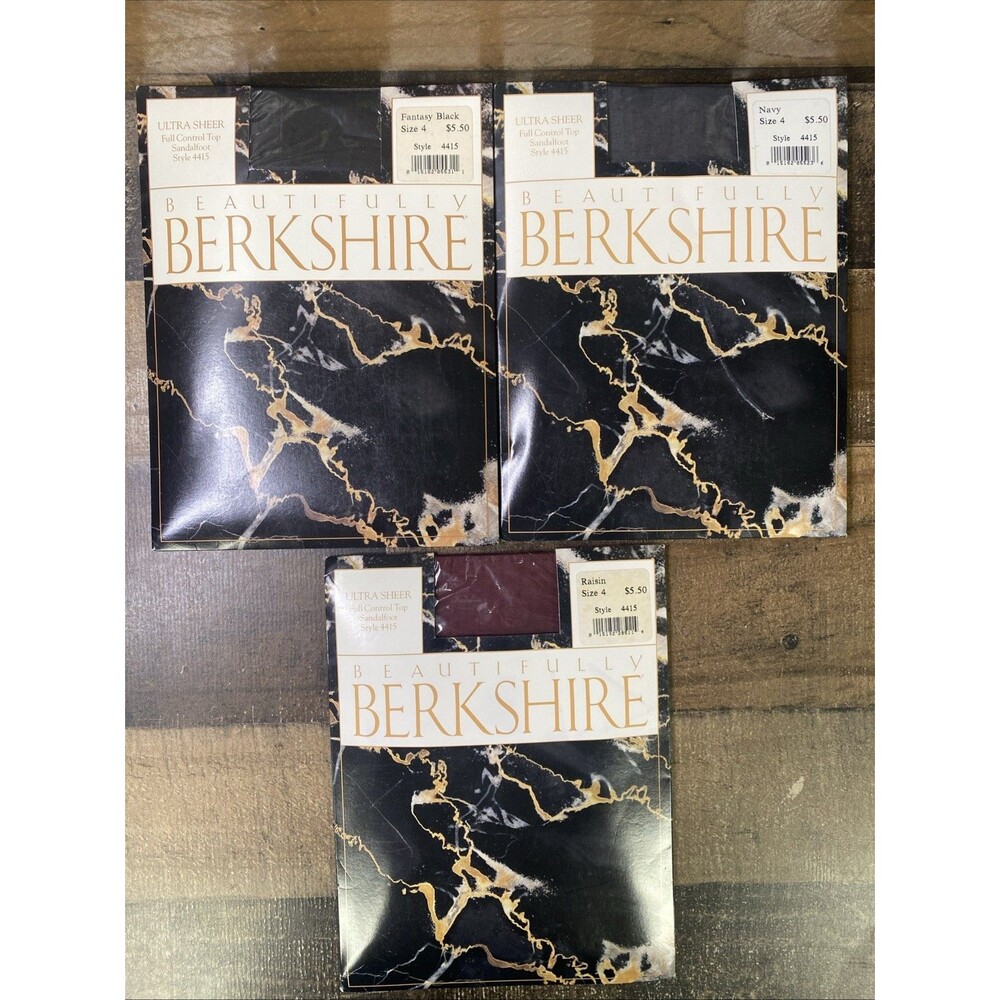 Mixed Lot of 3 Vtg BERKSHIRE Beautifully Ultra Sheer Control Top Pantyhose Sz 4